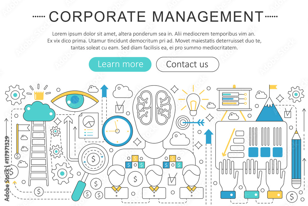 Aufkleber Vector elegant thin line flat modern Corporate business managment concept. Website header banner elements layout. Presentation, flyer and poster.
