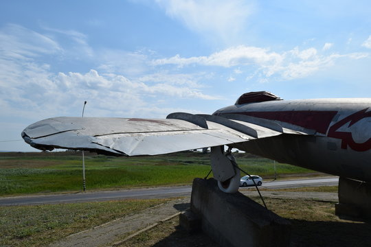 Museum copy of the aircraft. Monument of fighter aircraft.