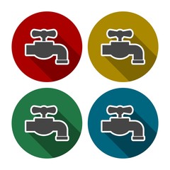 Water faucet drip icons set
