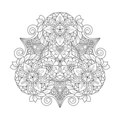 Abstract floral  round ornament. Mandala. Background, cover. Design for coloring page