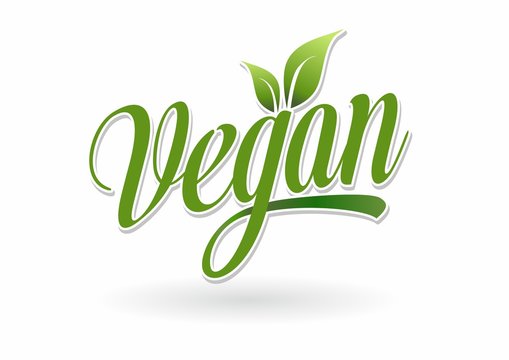 Vegan Logo fresh green leaf on a white background