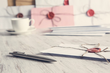 Letters with seal on table