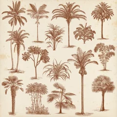 Poster Vintage hand drawn palm trees set © pingebat