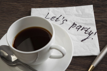 Message written on napkin