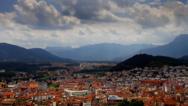 clouds over the town of Olot spain