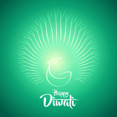 happy diwali peacock diya oil lamp design