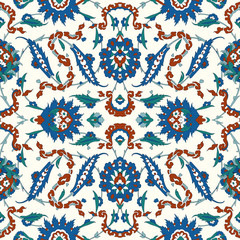 Floral pattern for your design. Traditional Arabic seamless ornament.  Iznik. Vector. Background.