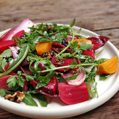 red and yellow beetroot salad