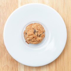 A plate of oatmeal cookie ready to be served for afternoon tea.