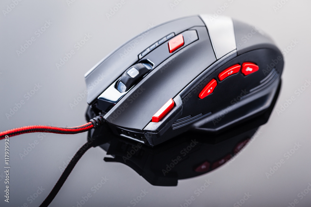 Wall mural gaming mouse with red buttons