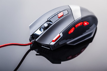 Gaming mouse with red buttons