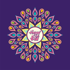 Eid Mubarak Islamic traditional festival poster design vector