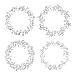 Floral vintage round frames collection. Decorative romantic frame