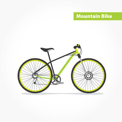 Different kind os bicycles, colour silhouettes set. Vector modern illustration and design element on white background.