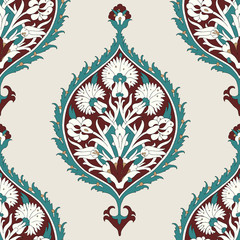 Floral pattern for your design. Traditional Arabic seamless ornament.  Iznik. Vector. Background.
