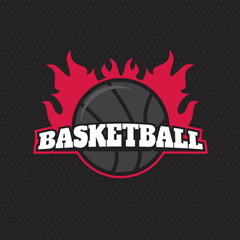 Basketball on fire tournament logo