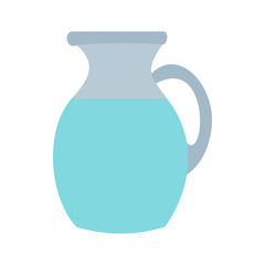 Pitcher and glass of milk icon in flat style on a white background