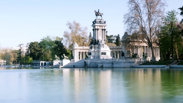 el retiro park in madrid on summer