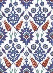 Papier peint Tuiles marocaines Motif floral pour votre conception. Ornement sans couture arabe traditionnel. Iznik. Vecteur. Contexte.