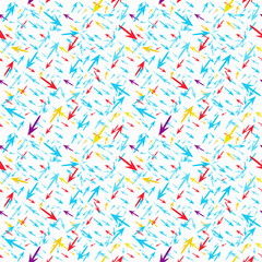 small colored arrows on a white background Seamless geometric pattern