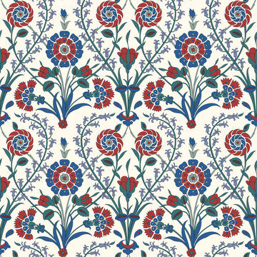 Floral pattern for your design. Traditional Arabic seamless ornament.  Iznik. Vector. Background.