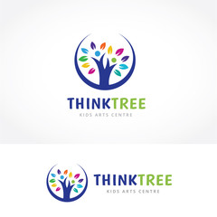 Think Tree Logo, People tree logo template.