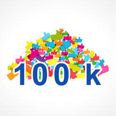 Card of 100000 likes. Thank you friends on Facebook.