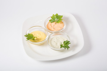 Three different sauces