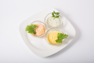 Three different sauces