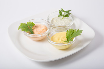 Three different sauces