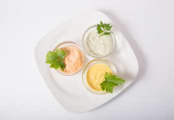 Three different sauces