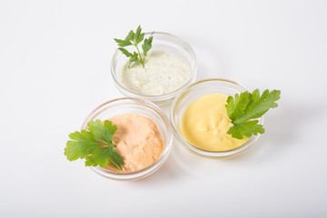 Three different sauces