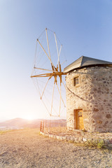 Greece , windmills in Patmos island , summer