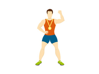 Silhouette man winner. Vector illustration athlete. Figure of a muscular man