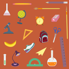 set of objects for school education