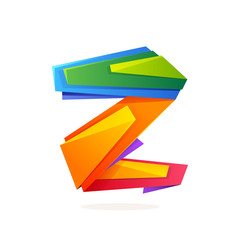 Letter Z logo in low poly style.