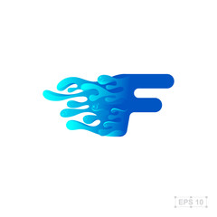 Fototapeta premium letter F logo,water,splash,waves