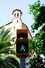 Feu piéton dans les rues de Barcelone