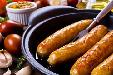 Homemade grilled sausages