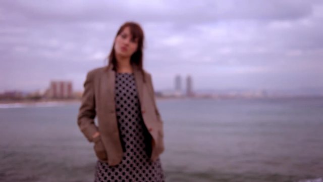 pretty smart woman by the sea