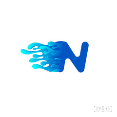 letter N logo,water,splash,waves