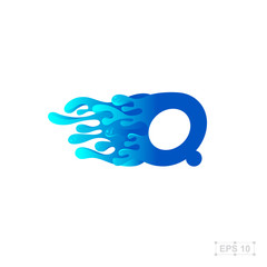 letter Q logo,water,splash,waves
