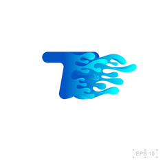 letter T logo,water,splash,waves