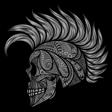 Naklejka Abstract human skull with a Mohawk. Punks not dead
