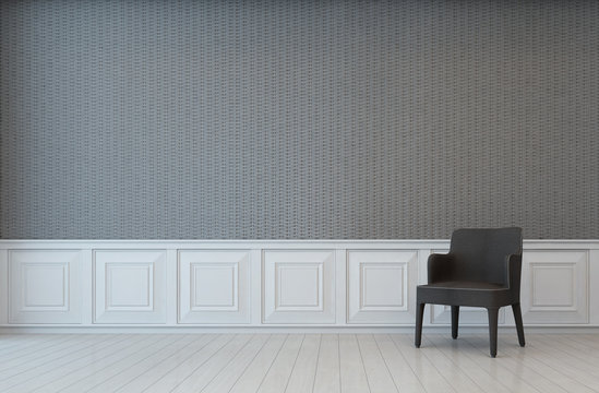 white and gray wall room with armchair - 3d rendering