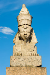 Fototapeta na wymiar Egyptian sphinx on Universitetskaya embankment, St Petersburg, Russia