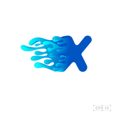 letter X logo,water,splash,waves
