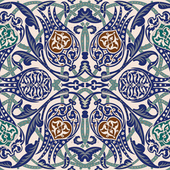 Floral pattern for your design. Traditional Arabic seamless ornament.  Iznik. Vector. Background.
