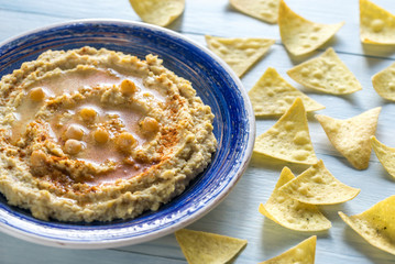Hummus with tortilla chips