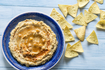 Hummus with tortilla chips